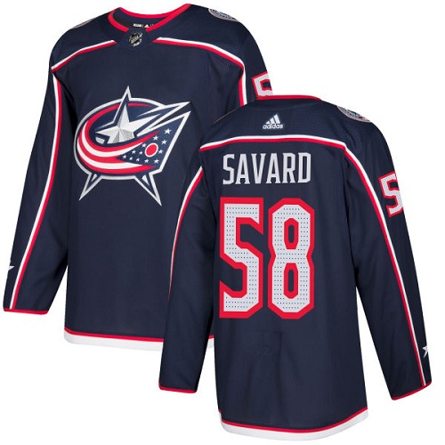 Adidas Men Columbus Blue Jackets 58 David Savard Navy Blue Home Authentic Stitched NHL Jersey